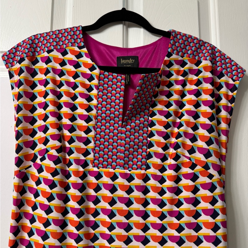 #6 LAUNDRY Shelli Segal DRESS, XS cap sleeve cutout V at Neck Front NWOT - Picture 10 of 13